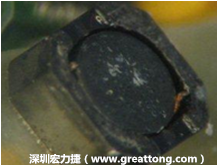 使用銀(Ag)鍍層的電源電感器(Power Inductors)，經(jīng)過推力測(cè)試后，零件端點(diǎn)上已經(jīng)看不到任何鍍層的痕跡了，所以其耐推力就比較小。