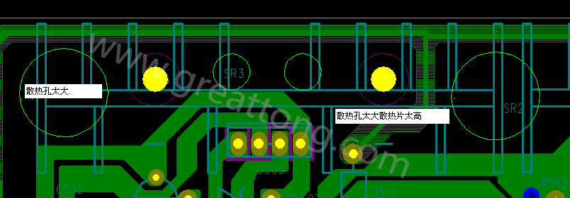 PCB設計中，散熱孔散熱片設計不當，造成很多電源板斷裂