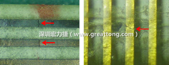 如果擔心這個方法可能對弄斷銅箔線路，也可以試著將銅箔線路旁沒有銅箔的位置切開，然后試著撕開剝離外層護膜(cover film)，達到相同的目的