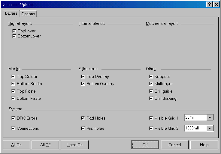 在主功能列，Design >> Option，打開Document Option設(shè)置環(huán)境