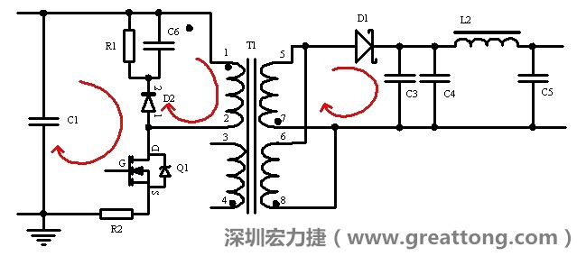 元件布局的時候，要優(yōu)先考慮高頻脈沖電流和大電流的環(huán)路面積，盡可能地減小,以抑制開關(guān)電源的輻射干擾