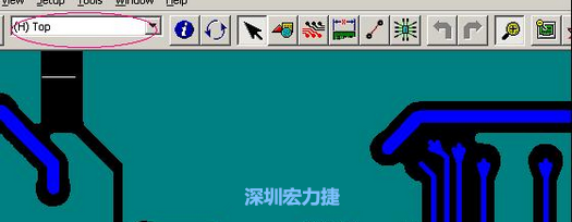 如果圖形像下圖一樣無法顯示鉆孔，只須圖（186）將紅色圈住的活動層改為當前顯示層即可。