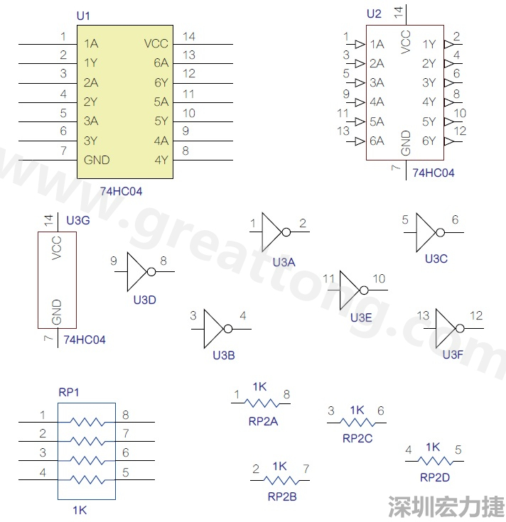 圖1 半導(dǎo)體元件供應(yīng)商所畫的電路圖符號是模擬元件的接腳圖，而非訊號流程。