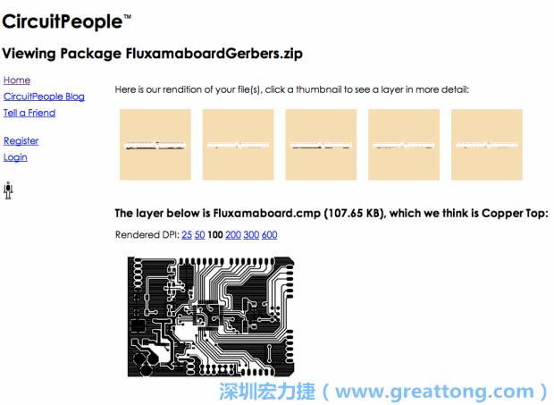 預(yù)覽Gerber格式中最簡(jiǎn)單的方式是使用來(lái)自Circuit People的免費(fèi)線上工具。
