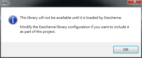 存檔離開。它會提醒你，要增加library搜尋路徑， 不然無法在library browser 找到你的library 