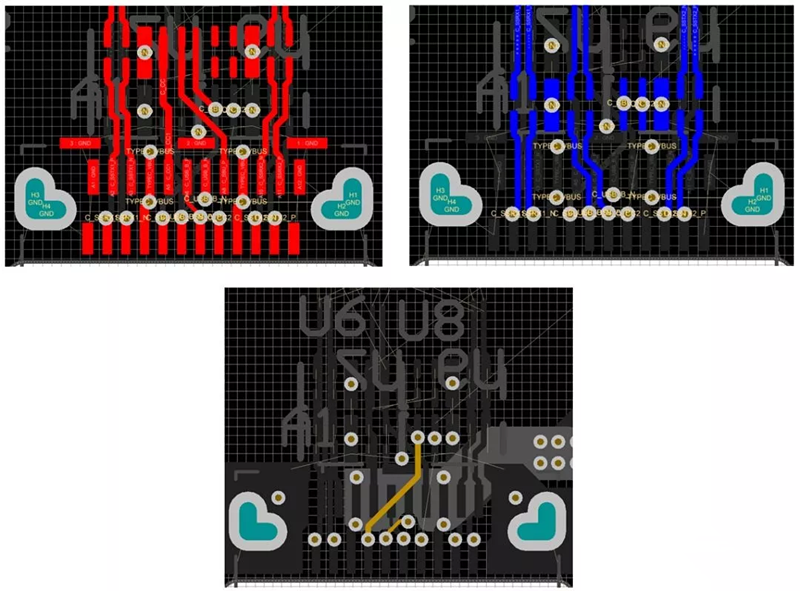 對SBU，USB2和CC1/2等信號做以下布線處理