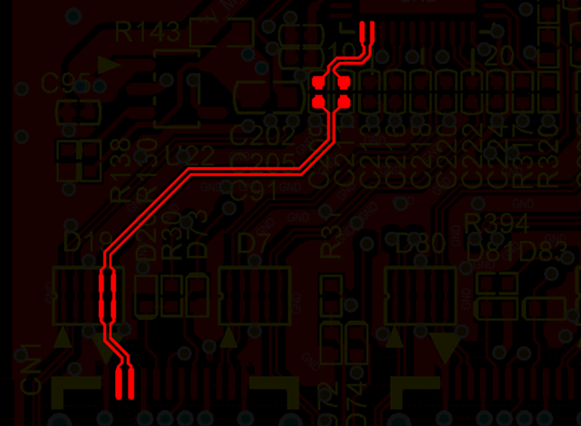 差分線盡量走等長線、等距，避免時序偏差及共模干擾