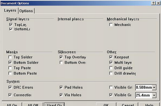 按“L”打開(kāi)層設(shè)置窗口，打開(kāi)各層圖形進(jìn)行初步檢查，看文件有無(wú)設(shè)計(jì)上的問(wèn)題或有無(wú)特殊的、在處理文件時(shí)需特別留意之處