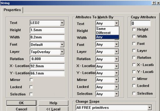 4. 可對(duì)字符和阻焊進(jìn)行適當(dāng)?shù)恼{(diào)整，以方便處理文件和提高效率，字符可以通過(guò)Global過(guò)濾器設(shè)置條件進(jìn)行快速調(diào)整不同格式的字符